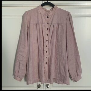 LITTLE WOMEN ATELIER LINEN ARTIST BLOUSE L DUSTY PINK